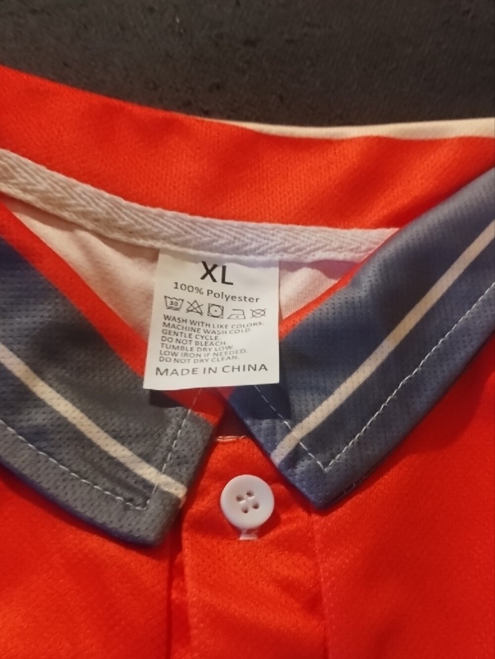 Orange Polo Shirt with Contrast Blue-Trim Collar - Picture 2 of 4